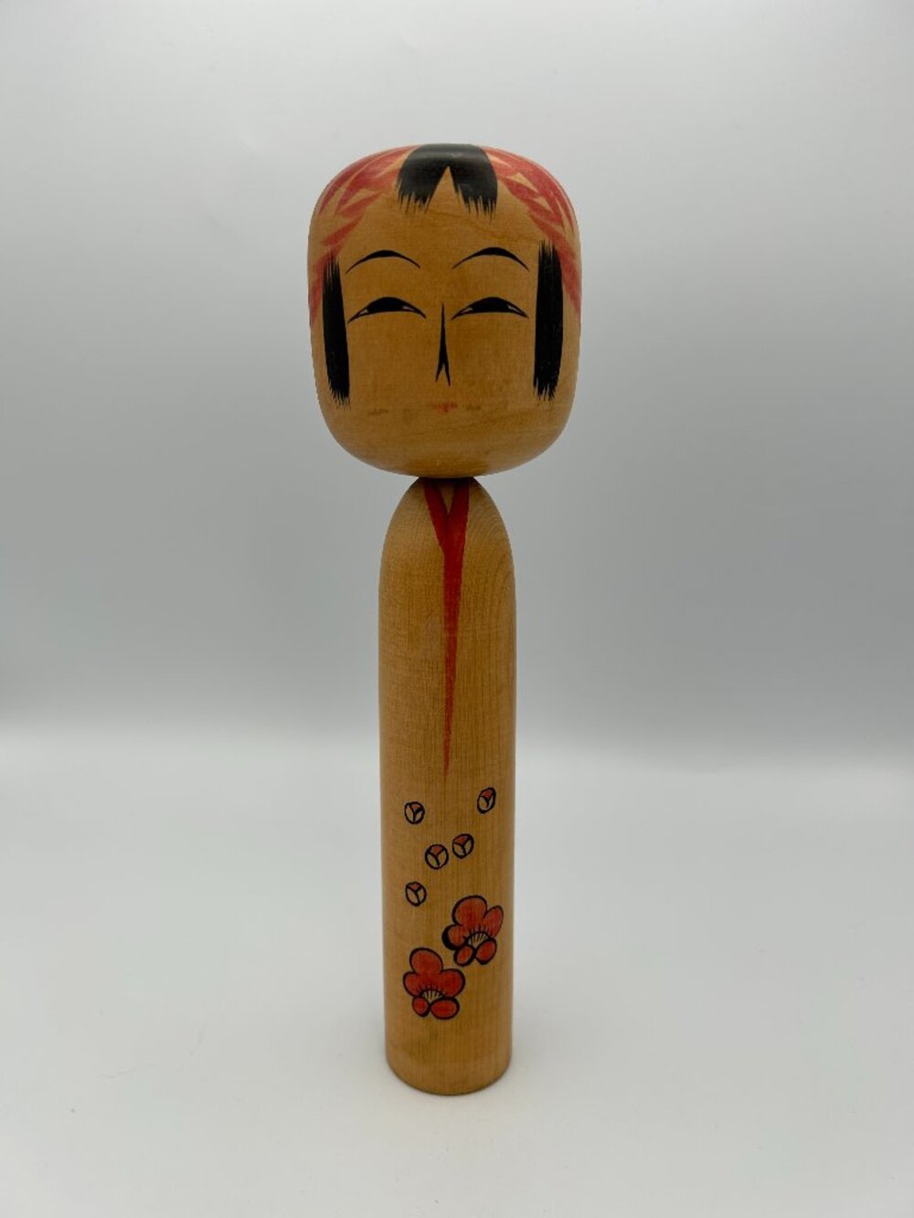 Kokeshi Wooden Doll Hand Painted Japanese Kokeshi Doll 9 inch